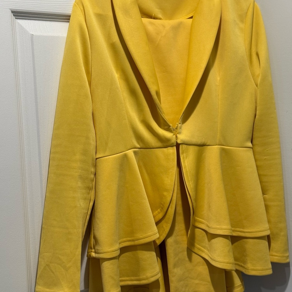 Yellow Women's Peplum 2 Piece Suit